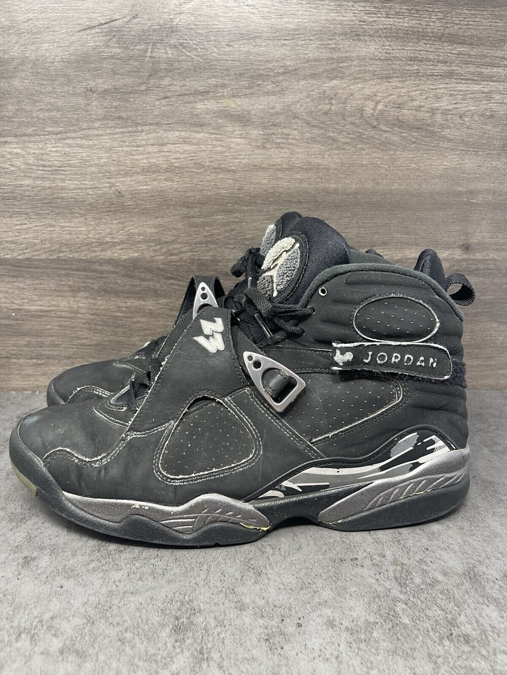 Air Jordan 8 Retro Chrome 2015 Mens Size 11 Black Silver 305381-003 Basketball